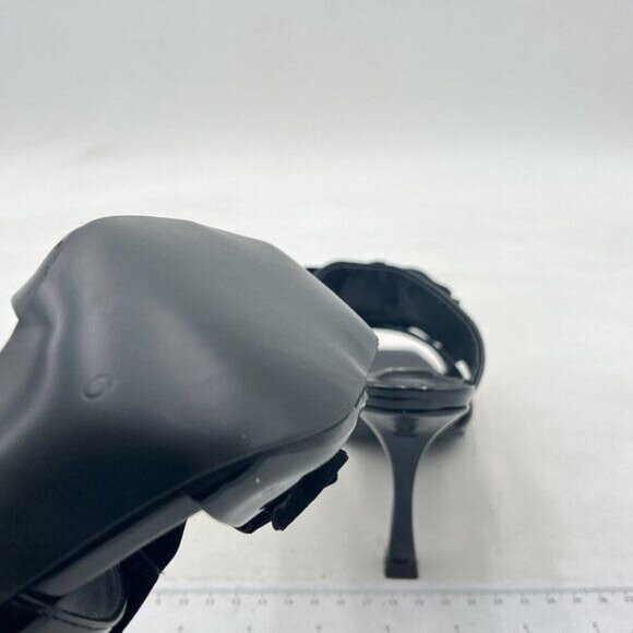 FSJ Women Sexy Two Bows Open Toe Mules Stiletto High Heel Slip On Party Evening - Picture 5 of 7